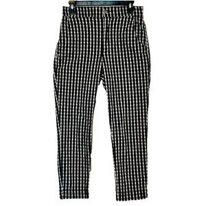 Hollister Pants Womens Size M Black White Plaid Elastic Waist Pockets preppy
